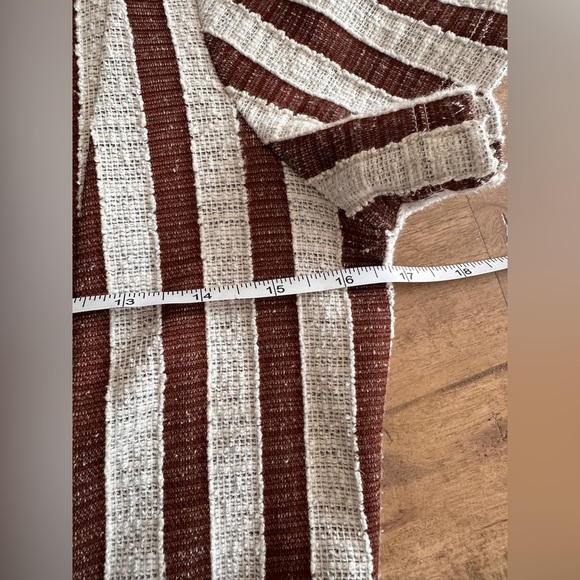 Zara V-Neck Striped Tunic or mini dress in Brown and White - Picture 8 of 10